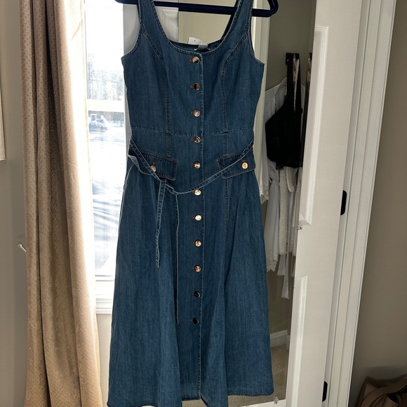 Shoshanna Blue Denim Midi Dress - Picture 3 of 6